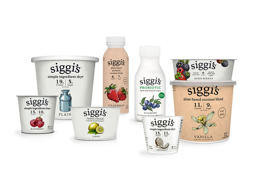 our products: skyr, drinkable yogurt, and plant-based