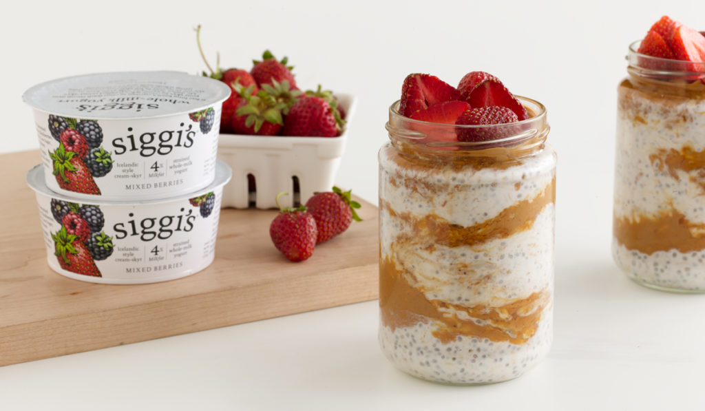 siggis Icelandicstyle yogurt: skyr  pbj overnight oats