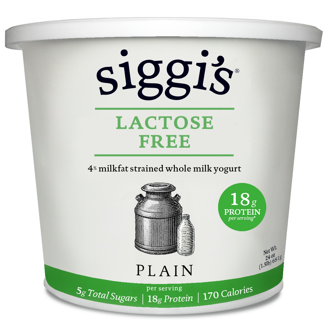 Siggi S Icelandic Yogurt Lactose Free Plain Whole Milk 24oz