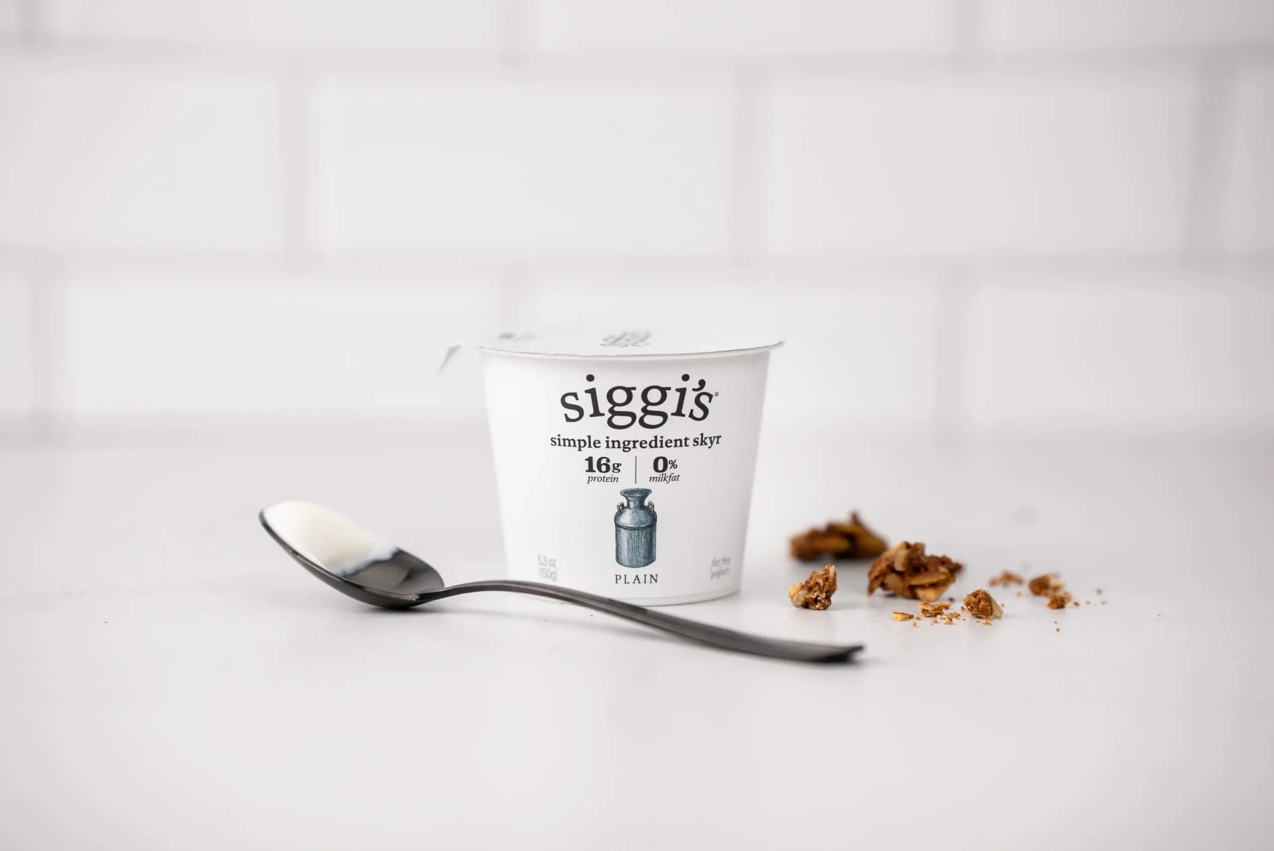 siggi's plain skyr on counter
