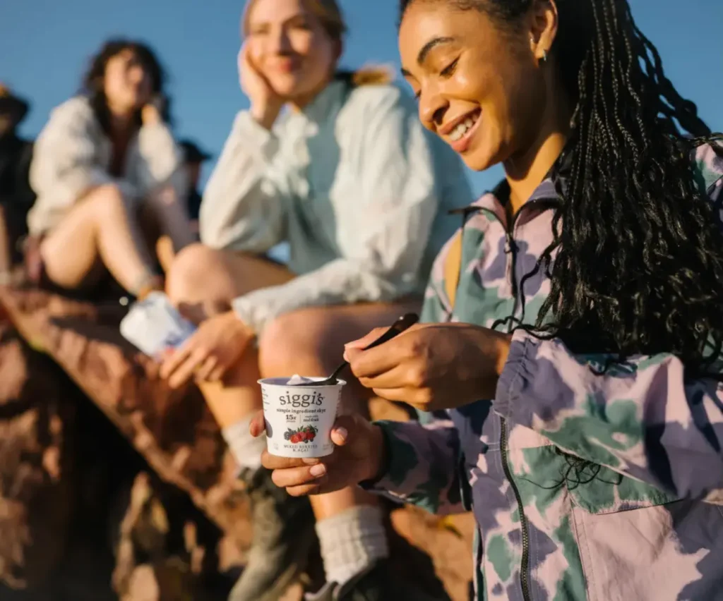 group of friends eating siggi's skyr