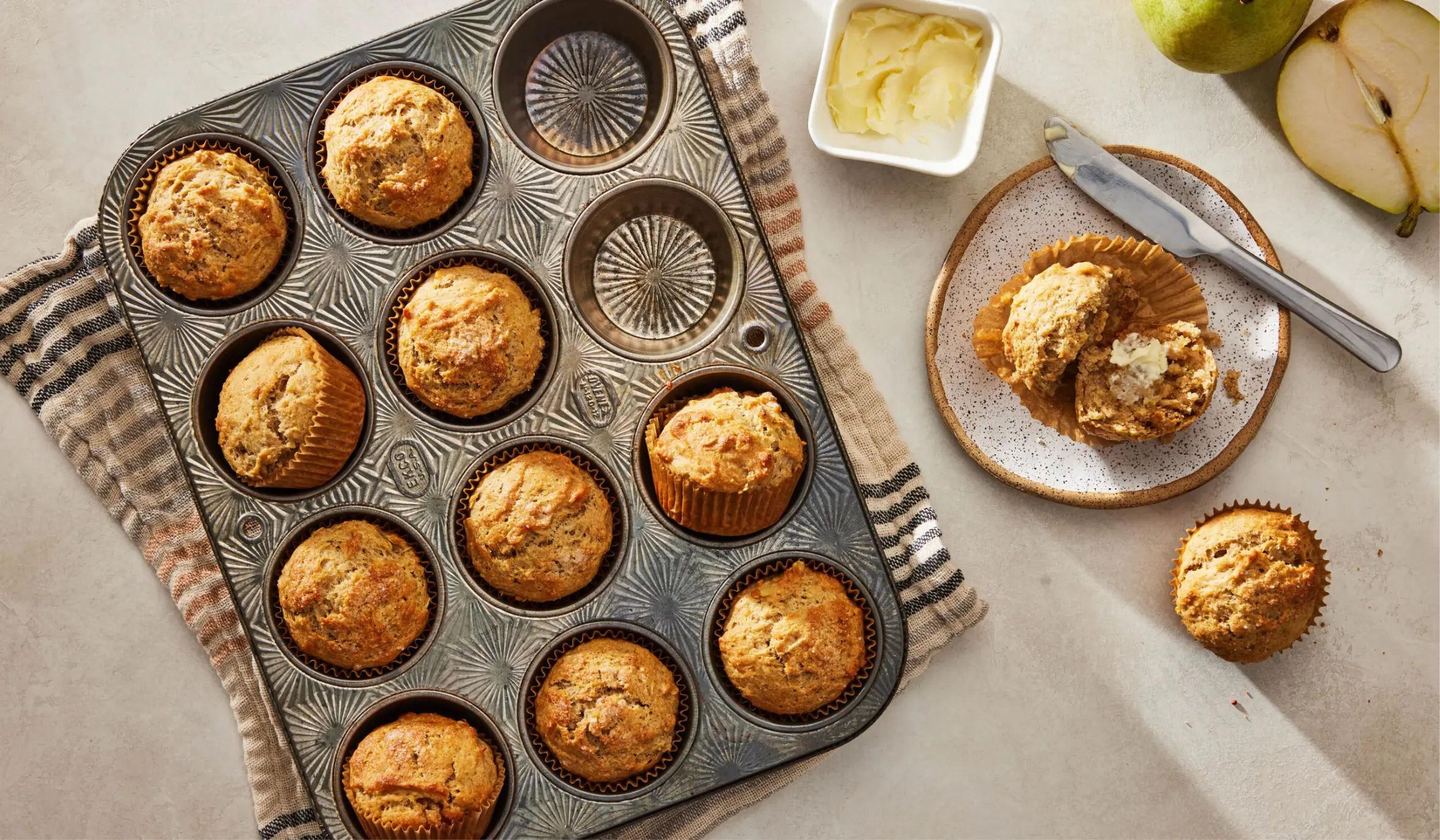pear & oat muffins