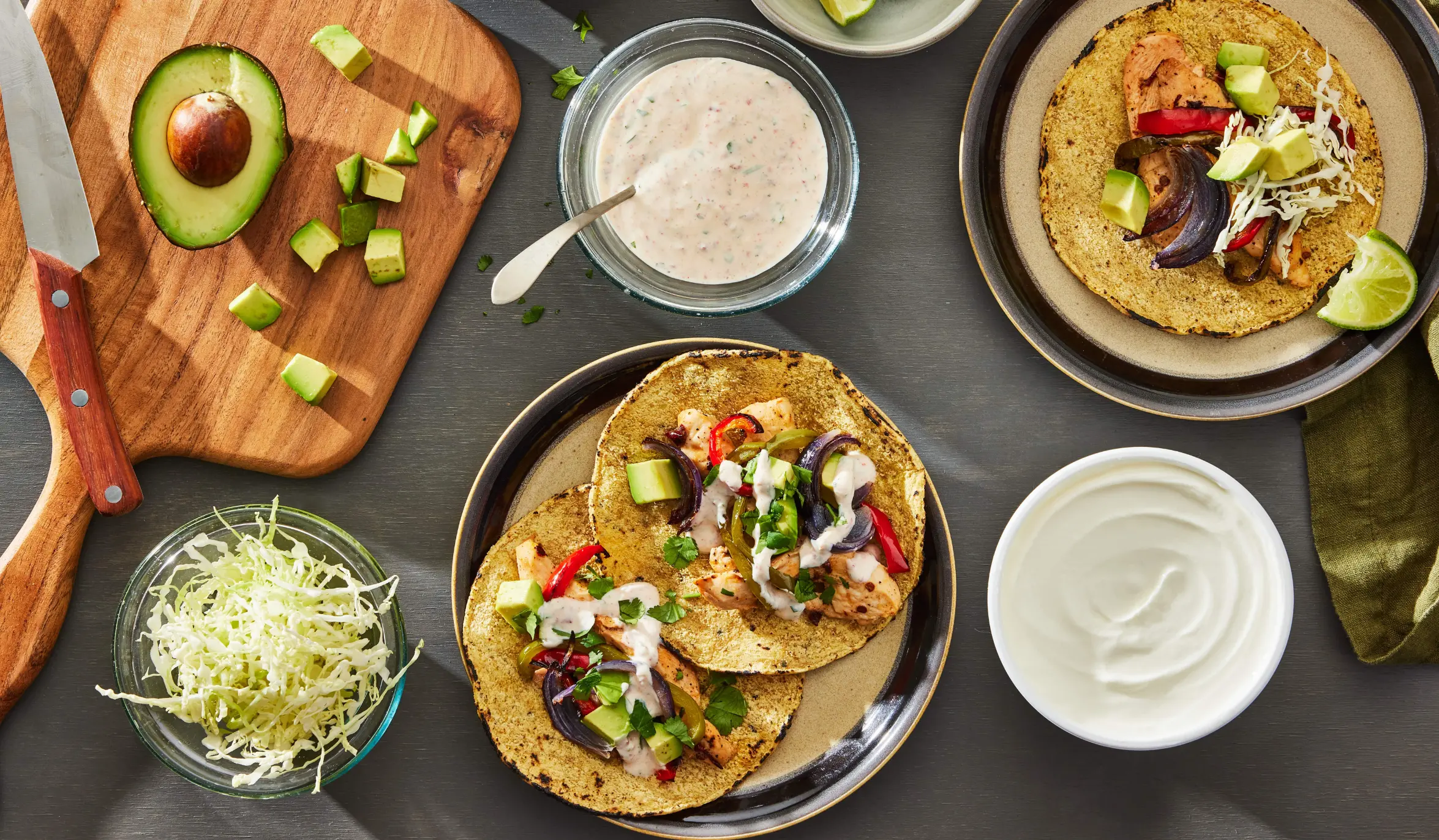 chicken fajitas with chipotle cream
