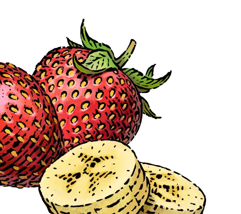 strawberry and banana illustration