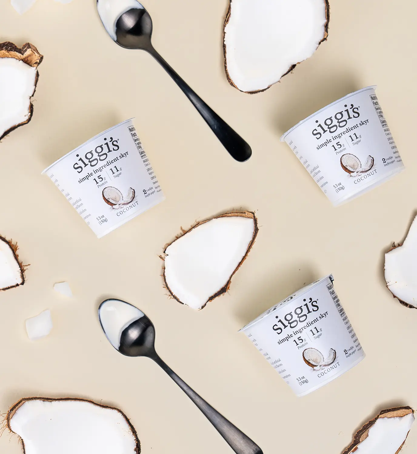 siggi's coconut skyr with spoon