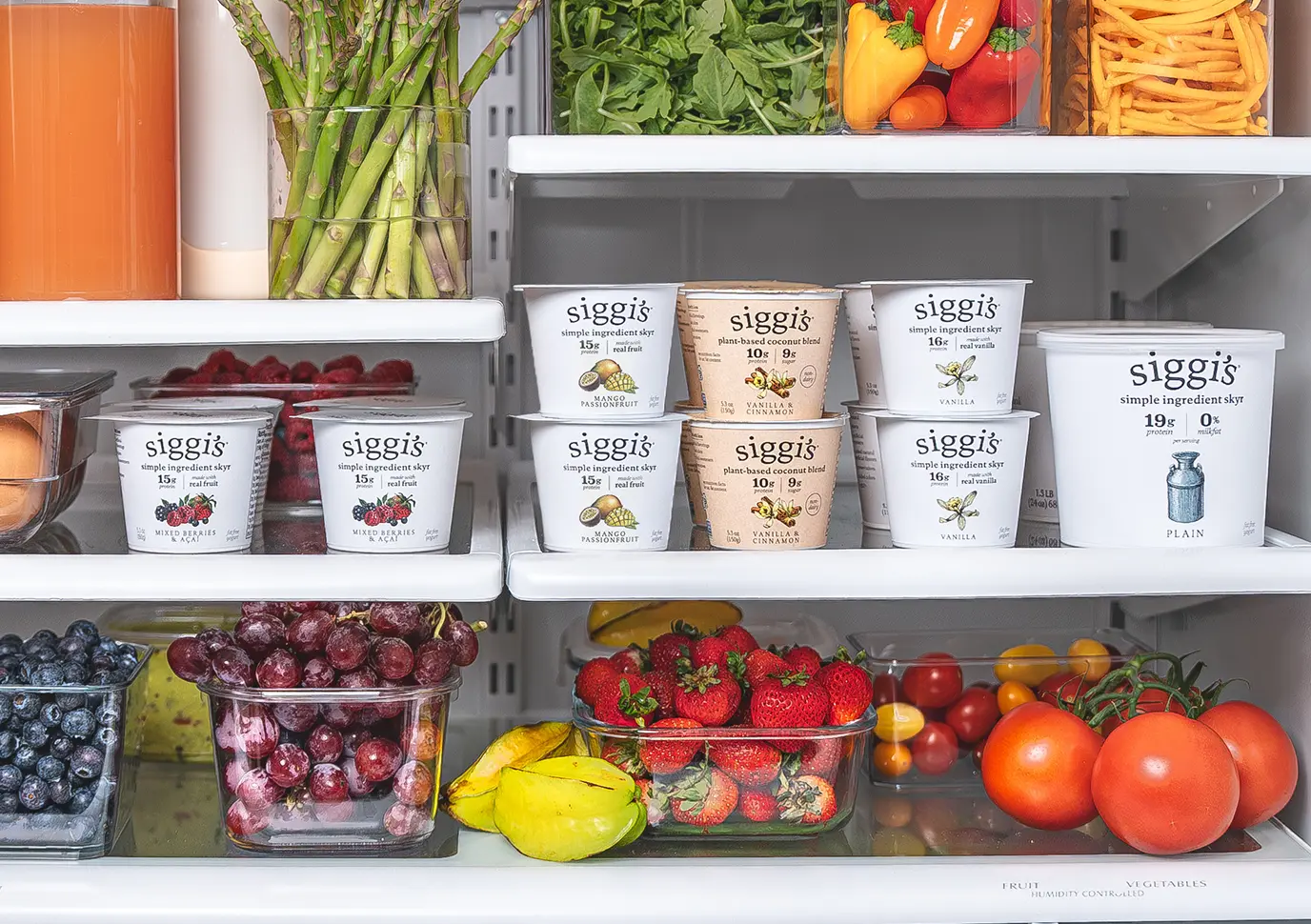 siggi's products in a refrigerator