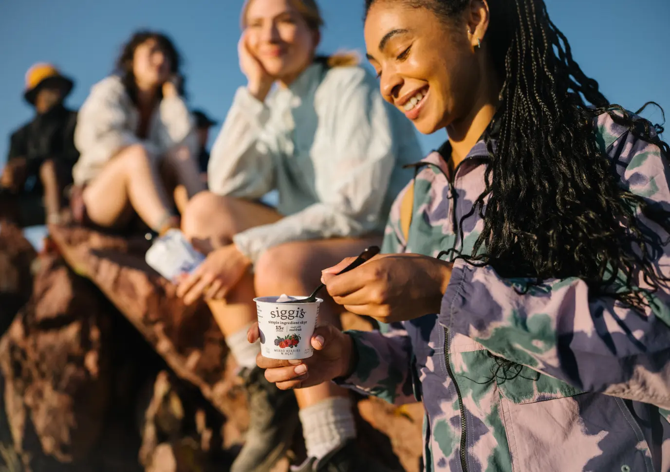 Group of friends eating siggi's